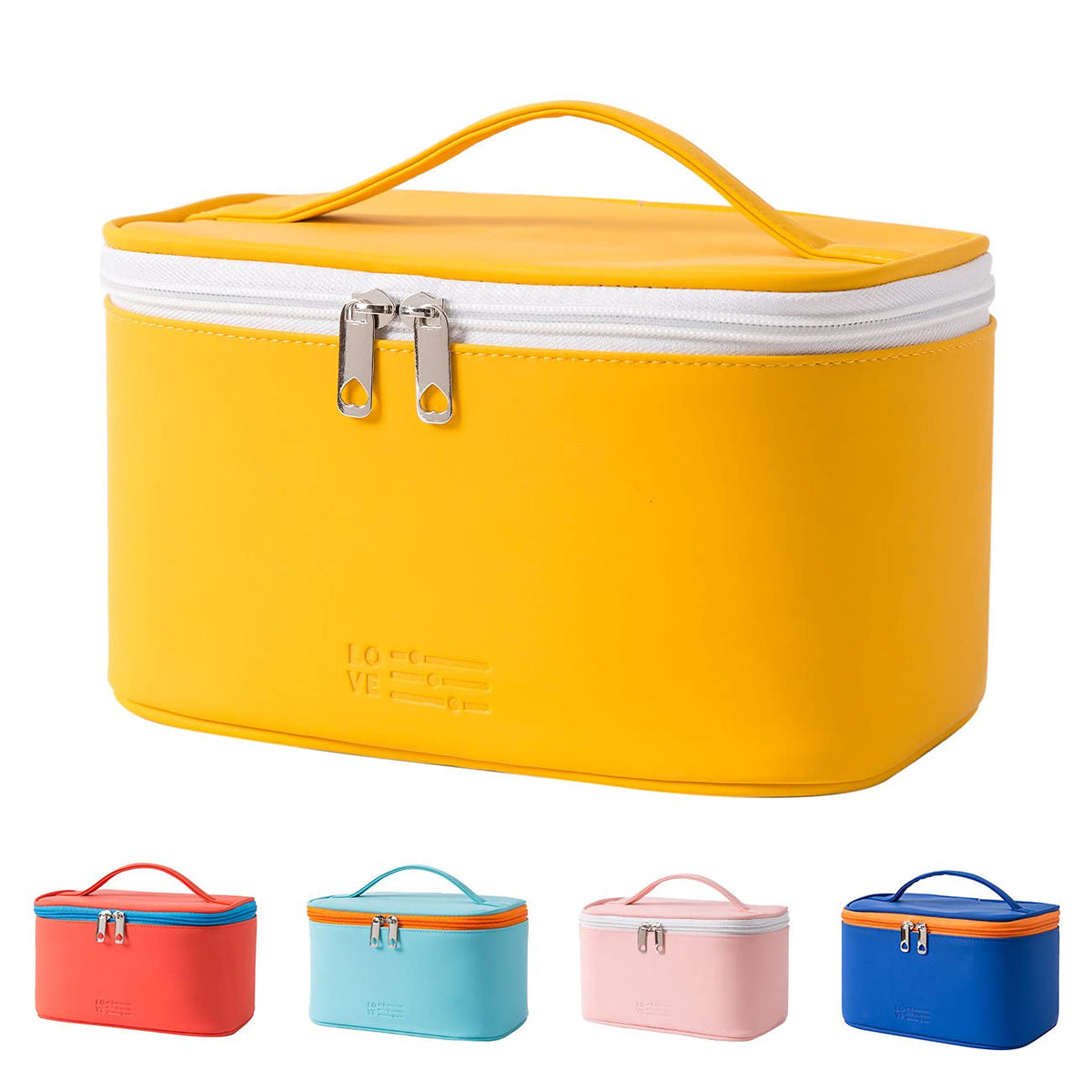Makeup Bag Large Cosmetic Bags for Women Girls Cute Travel Zipper Pouch Toiletry Organizer for Beauty Essentials Waterproof (Light Pink)
