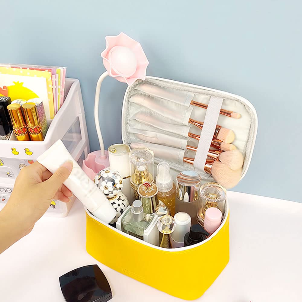 Makeup Bag Large Cosmetic Bags for Women Girls Cute Travel Zipper Pouch Toiletry Organizer for Beauty Essentials Waterproof (Light Pink)