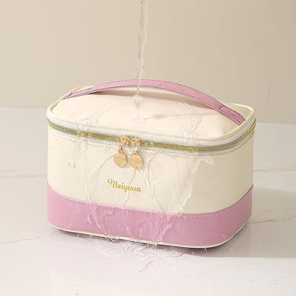 Makeup Bag Large Cosmetic Bags for Women Girls Cute Travel Zipper Pouch Toiletry Organizer for Beauty Essentials Waterproof (Light Pink)