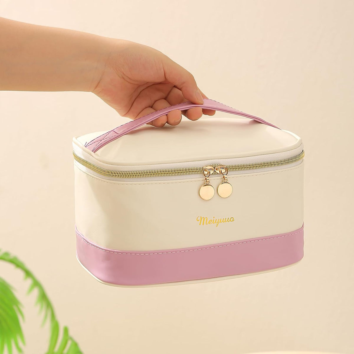 Makeup Bag Large Cosmetic Bags for Women Girls Cute Travel Zipper Pouch Toiletry Organizer for Beauty Essentials Waterproof (Light Pink)