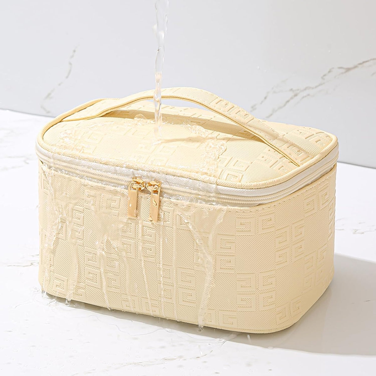 Makeup Bag Large Cosmetic Bags for Women Girls Cute Travel Zipper Pouch Toiletry Organizer for Beauty Essentials Waterproof (Light Pink)