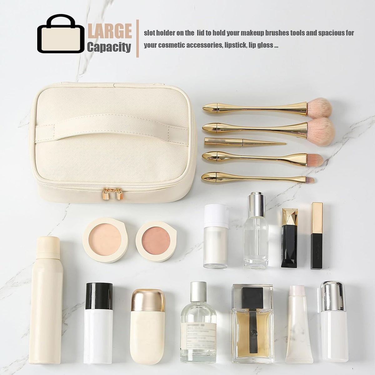 Makeup Bag Large Cosmetic Bags for Women Girls Cute Travel Zipper Pouch Toiletry Organizer for Beauty Essentials Waterproof (Light Pink)