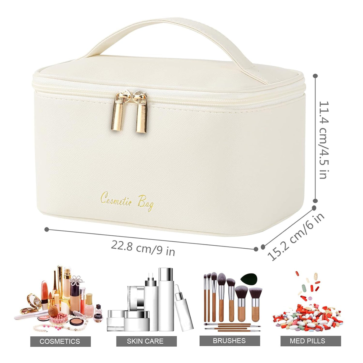 Makeup Bag Large Cosmetic Bags for Women Girls Cute Travel Zipper Pouch Toiletry Organizer for Beauty Essentials Waterproof (Light Pink)