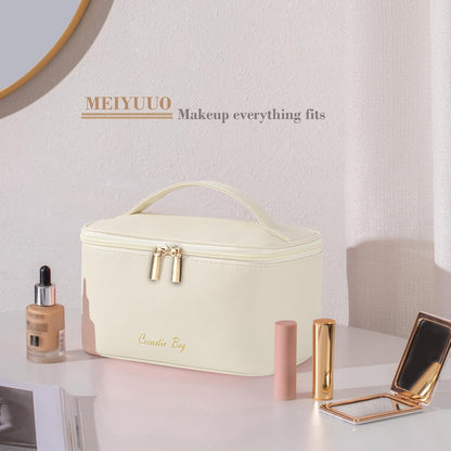 Makeup Bag Large Cosmetic Bags for Women Girls Cute Travel Zipper Pouch Toiletry Organizer for Beauty Essentials Waterproof (Light Pink)