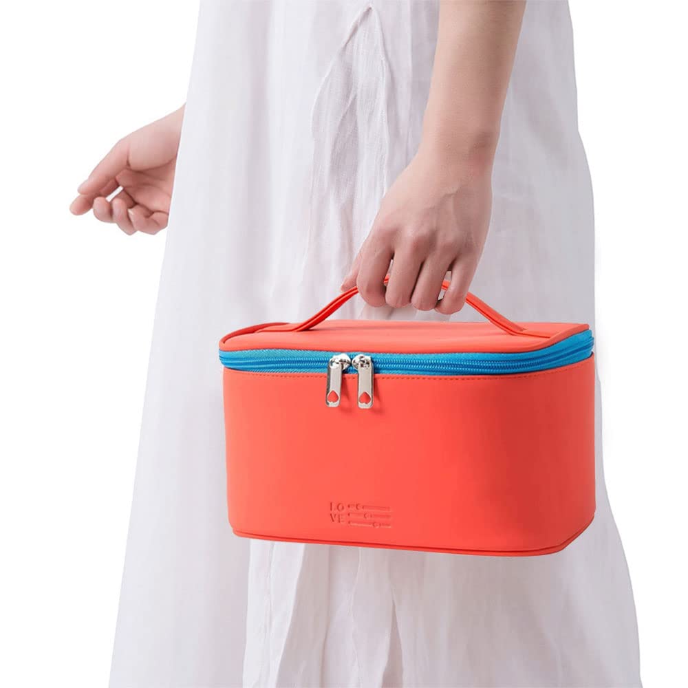 Makeup Bag Large Cosmetic Bags for Women Girls Cute Travel Zipper Pouch Toiletry Organizer for Beauty Essentials Waterproof (Light Pink)
