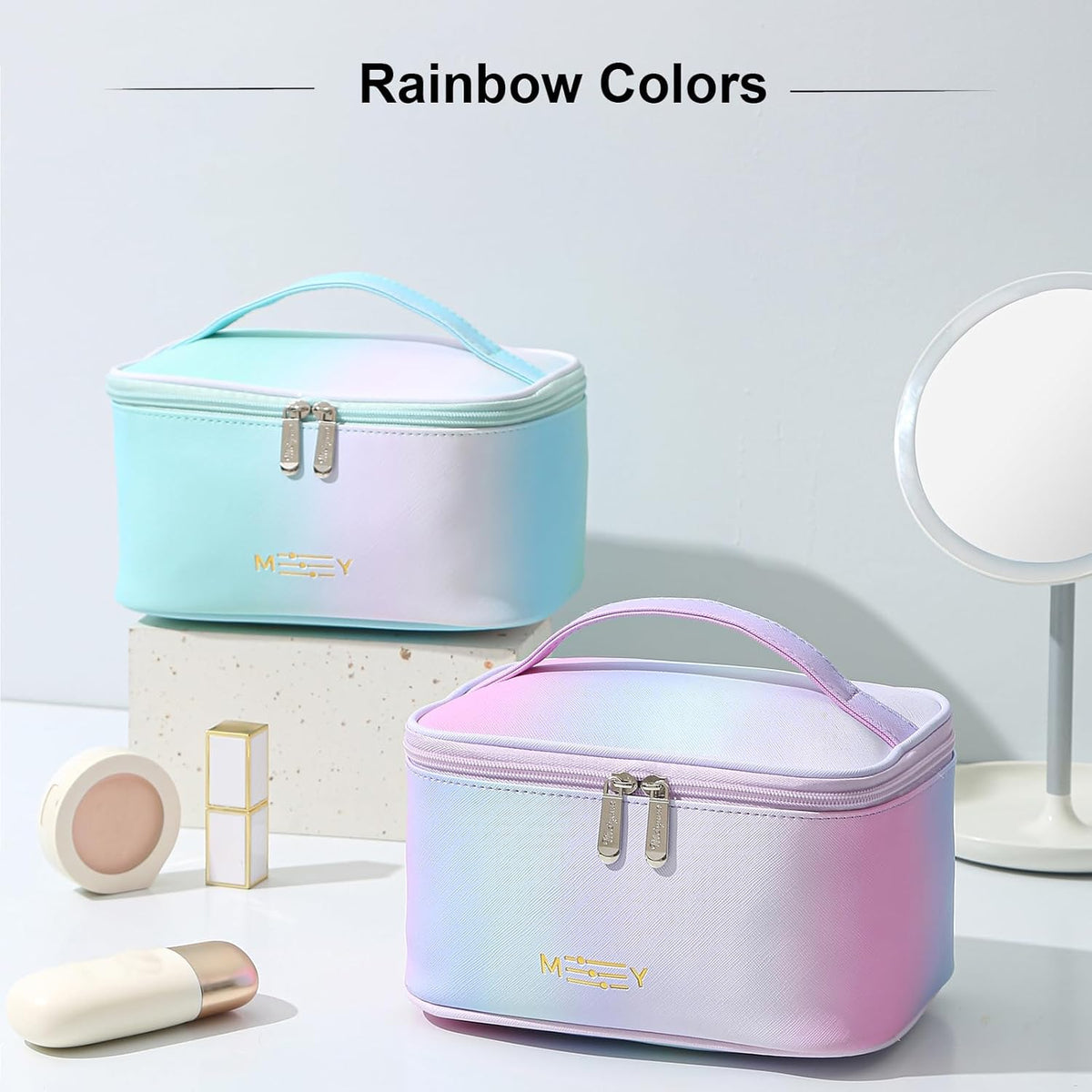 Makeup Bag Large Cosmetic Bags for Women Girls Cute Travel Zipper Pouch Toiletry Organizer for Beauty Essentials Waterproof (Light Pink)