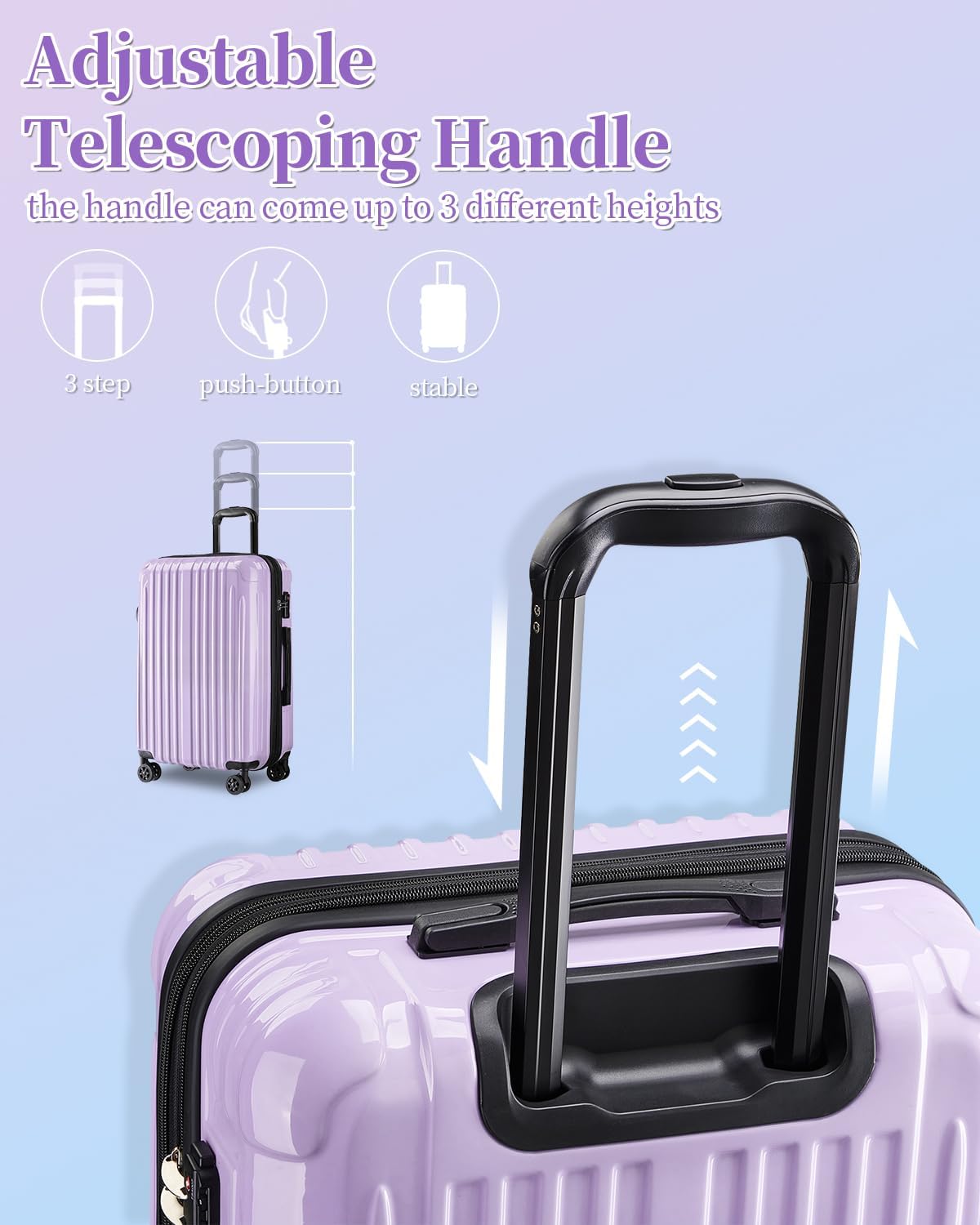 Carry On Luggage, 20 Inch Expandable Hardside Carry On Suitcase With Wheels, Hardshell Spinner Small Luggage with TSA Lock