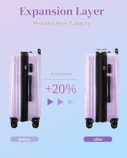 Carry On Luggage, 20 Inch Expandable Hardside Carry On Suitcase With Wheels, Hardshell Spinner Small Luggage with TSA Lock