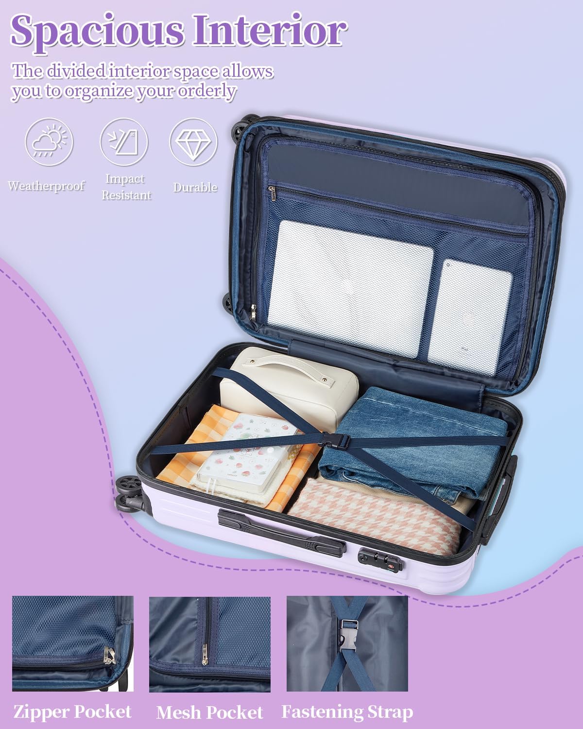 Carry On Luggage, 20 Inch Expandable Hardside Carry On Suitcase With Wheels, Hardshell Spinner Small Luggage with TSA Lock