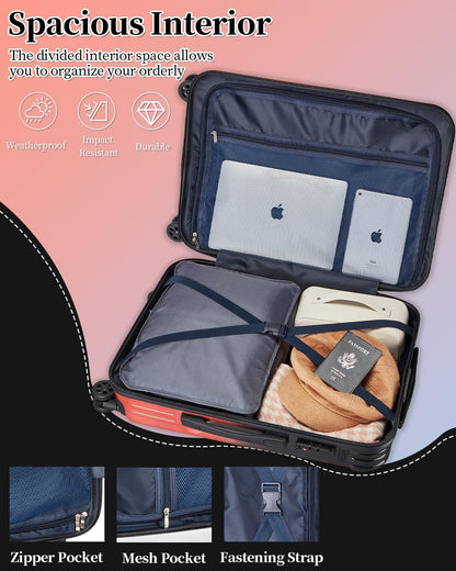 Carry On Luggage, 20 Inch Expandable Hardside Carry On Suitcase With Wheels, Hardshell Spinner Small Luggage with TSA Lock