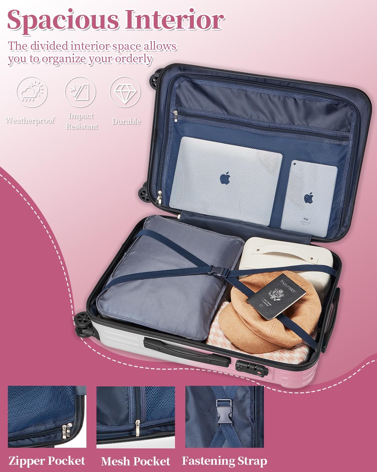 Carry On Luggage, 20 Inch Expandable Hardside Carry On Suitcase With Wheels, Hardshell Spinner Small Luggage with TSA Lock
