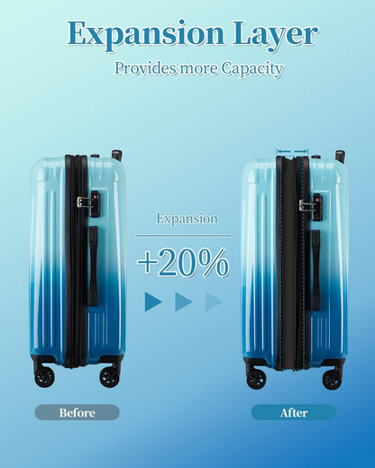 Carry On Luggage, 20 Inch Expandable Hardside Carry On Suitcase With Wheels, Hardshell Spinner Small Luggage with TSA Lock