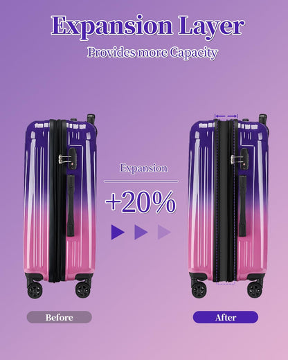 Carry On Luggage, 20 Inch Expandable Hardside Carry On Suitcase With Wheels, Hardshell Spinner Small Luggage with TSA Lock
