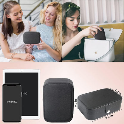 Travel Jewelry Box, Small Jewelry Organizer Boxes for Women Girls, 2 Layer Travel Jewlery Case, PU Leather Mini Portable Jewerly Storage Display Holder for Earrings, Ring, Necklaces, Bracelets - Green
