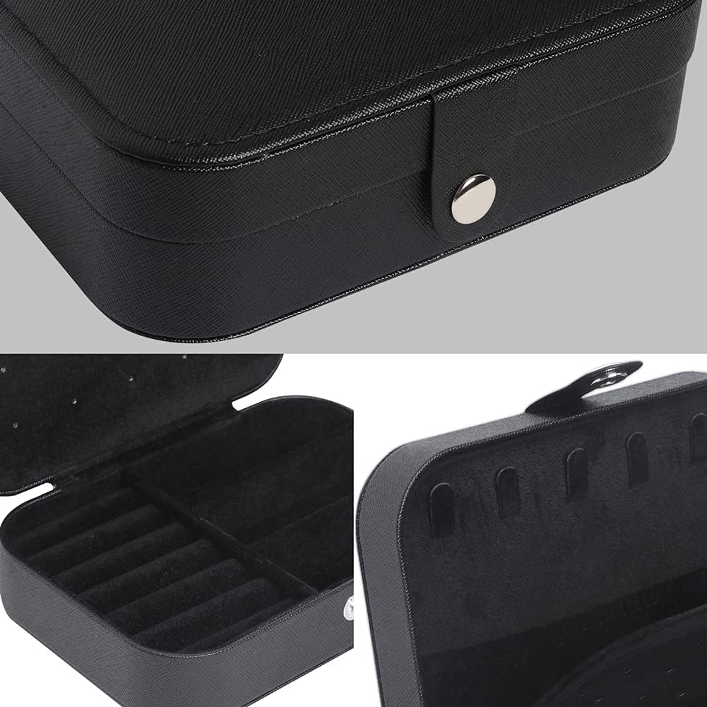 Travel Jewelry Box, Small Jewelry Organizer Boxes for Women Girls, 2 Layer Travel Jewlery Case, PU Leather Mini Portable Jewerly Storage Display Holder for Earrings, Ring, Necklaces, Bracelets - Green