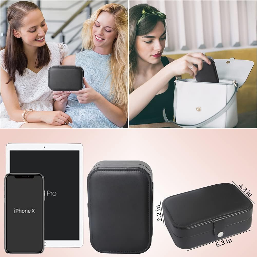 Travel Jewelry Box, Small Jewelry Organizer Boxes for Women Girls, 2 Layer Travel Jewlery Case, PU Leather Mini Portable Jewerly Storage Display Holder for Earrings, Ring, Necklaces, Bracelets - Green