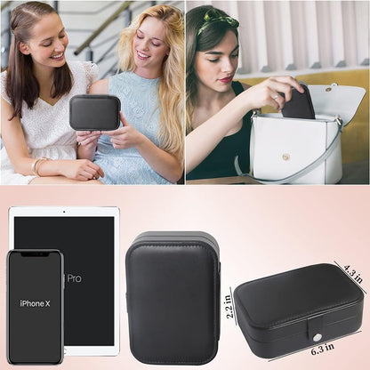 Travel Jewelry Box, Small Jewelry Organizer Boxes for Women Girls, 2 Layer Travel Jewlery Case, PU Leather Mini Portable Jewerly Storage Display Holder for Earrings, Ring, Necklaces, Bracelets - Green