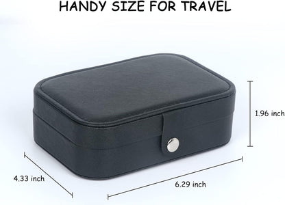 Travel Jewelry Box, Small Jewelry Organizer Boxes for Women Girls, 2 Layer Travel Jewlery Case, PU Leather Mini Portable Jewerly Storage Display Holder for Earrings, Ring, Necklaces, Bracelets - Green
