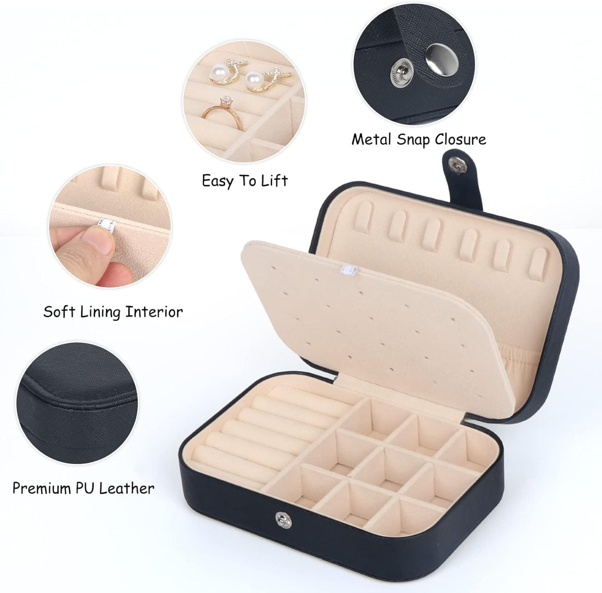 Travel Jewelry Box, Small Jewelry Organizer Boxes for Women Girls, 2 Layer Travel Jewlery Case, PU Leather Mini Portable Jewerly Storage Display Holder for Earrings, Ring, Necklaces, Bracelets - Green