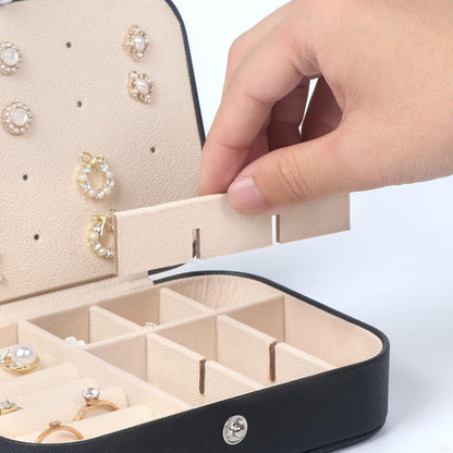 Travel Jewelry Box, Small Jewelry Organizer Boxes for Women Girls, 2 Layer Travel Jewlery Case, PU Leather Mini Portable Jewerly Storage Display Holder for Earrings, Ring, Necklaces, Bracelets - Green