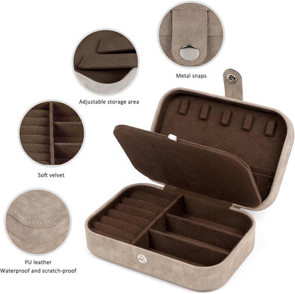 Travel Jewelry Box, Small Jewelry Organizer Boxes for Women Girls, 2 Layer Travel Jewlery Case, PU Leather Mini Portable Jewerly Storage Display Holder for Earrings, Ring, Necklaces, Bracelets - Green