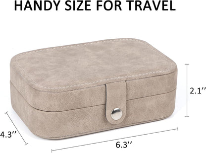 Travel Jewelry Box, Small Jewelry Organizer Boxes for Women Girls, 2 Layer Travel Jewlery Case, PU Leather Mini Portable Jewerly Storage Display Holder for Earrings, Ring, Necklaces, Bracelets - Green