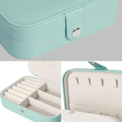 Travel Jewelry Box, Small Jewelry Organizer Boxes for Women Girls, 2 Layer Travel Jewlery Case, PU Leather Mini Portable Jewerly Storage Display Holder for Earrings, Ring, Necklaces, Bracelets - Green