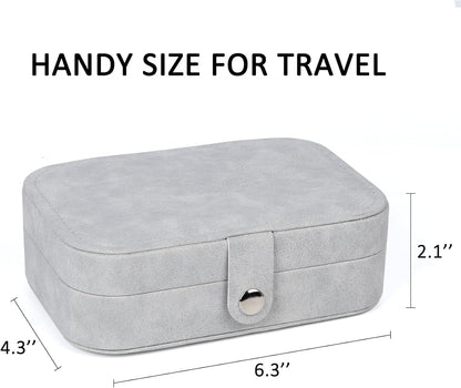 Travel Jewelry Box, Small Jewelry Organizer Boxes for Women Girls, 2 Layer Travel Jewlery Case, PU Leather Mini Portable Jewerly Storage Display Holder for Earrings, Ring, Necklaces, Bracelets - Green