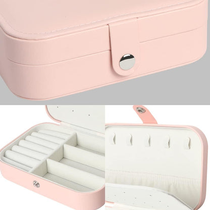 Travel Jewelry Box, Small Jewelry Organizer Boxes for Women Girls, 2 Layer Travel Jewlery Case, PU Leather Mini Portable Jewerly Storage Display Holder for Earrings, Ring, Necklaces, Bracelets - Green