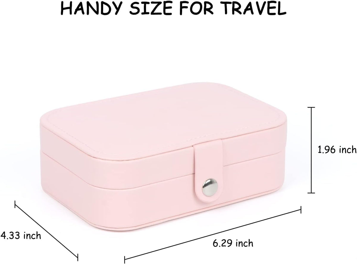 Travel Jewelry Box, Small Jewelry Organizer Boxes for Women Girls, 2 Layer Travel Jewlery Case, PU Leather Mini Portable Jewerly Storage Display Holder for Earrings, Ring, Necklaces, Bracelets - Green