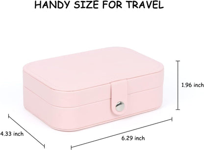 Travel Jewelry Box, Small Jewelry Organizer Boxes for Women Girls, 2 Layer Travel Jewlery Case, PU Leather Mini Portable Jewerly Storage Display Holder for Earrings, Ring, Necklaces, Bracelets - Green