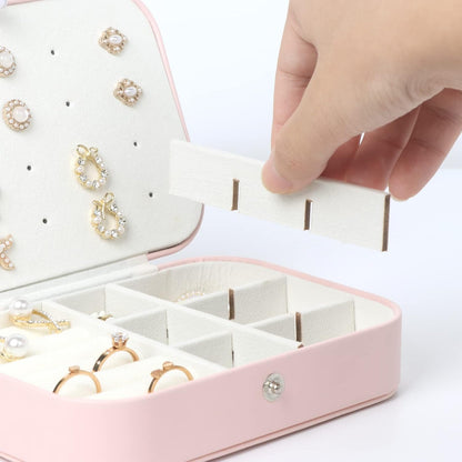 Travel Jewelry Box, Small Jewelry Organizer Boxes for Women Girls, 2 Layer Travel Jewlery Case, PU Leather Mini Portable Jewerly Storage Display Holder for Earrings, Ring, Necklaces, Bracelets - Green