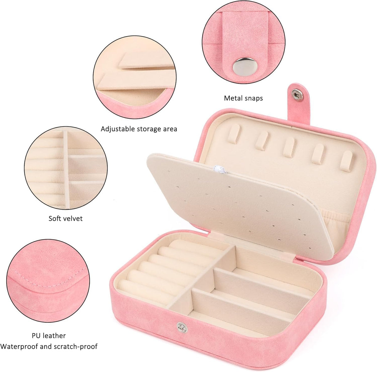Travel Jewelry Box, Small Jewelry Organizer Boxes for Women Girls, 2 Layer Travel Jewlery Case, PU Leather Mini Portable Jewerly Storage Display Holder for Earrings, Ring, Necklaces, Bracelets - Green