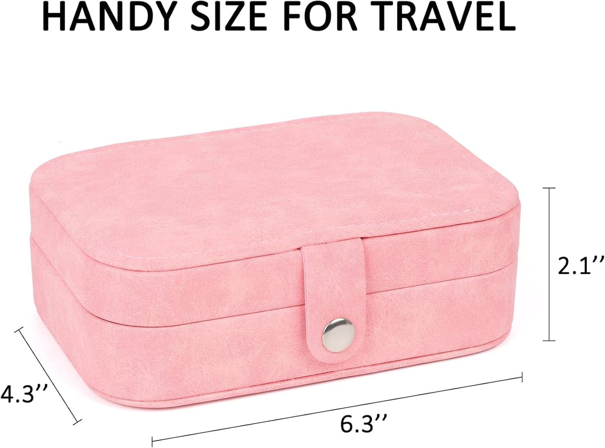 Travel Jewelry Box, Small Jewelry Organizer Boxes for Women Girls, 2 Layer Travel Jewlery Case, PU Leather Mini Portable Jewerly Storage Display Holder for Earrings, Ring, Necklaces, Bracelets - Green