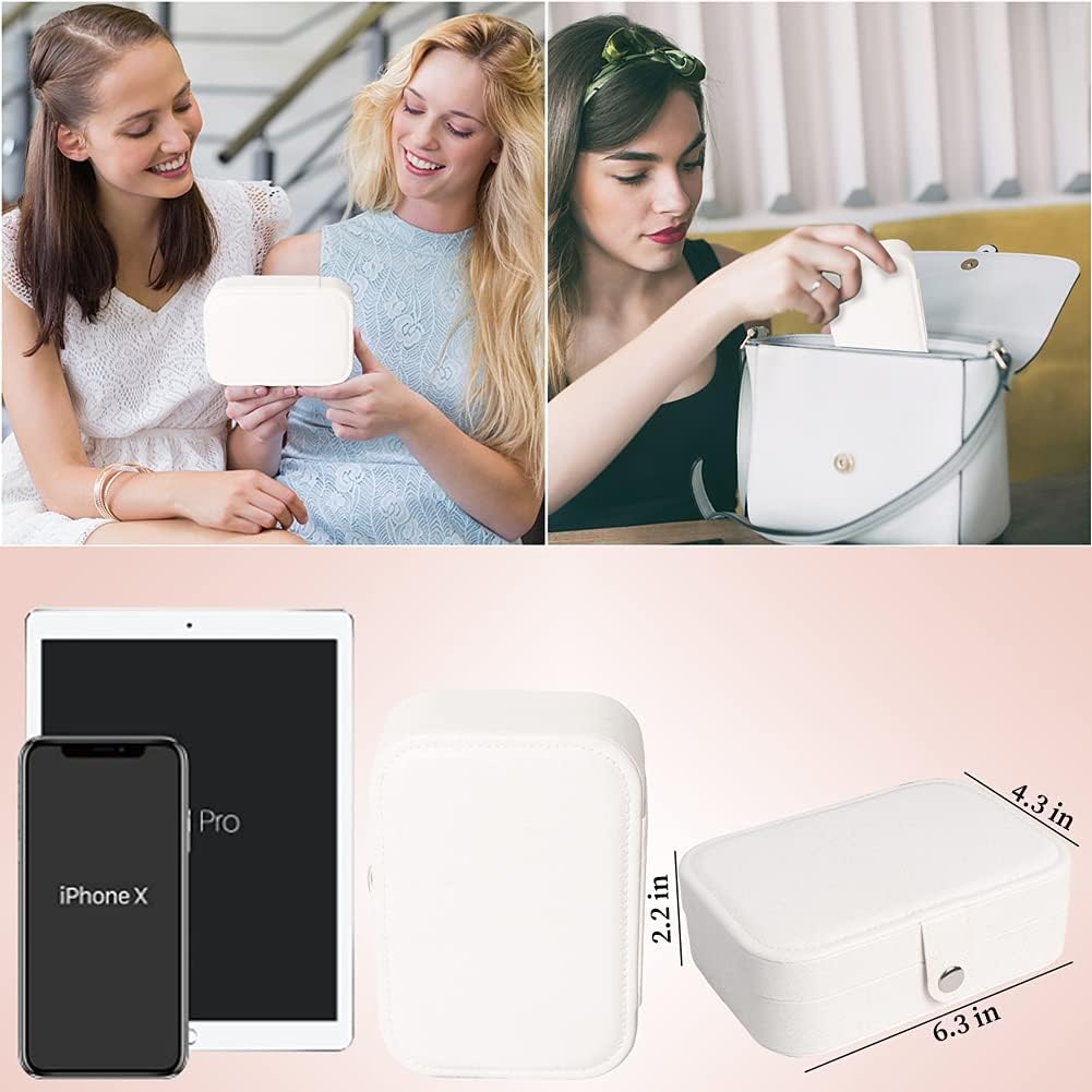 Travel Jewelry Box, Small Jewelry Organizer Boxes for Women Girls, 2 Layer Travel Jewlery Case, PU Leather Mini Portable Jewerly Storage Display Holder for Earrings, Ring, Necklaces, Bracelets - Green