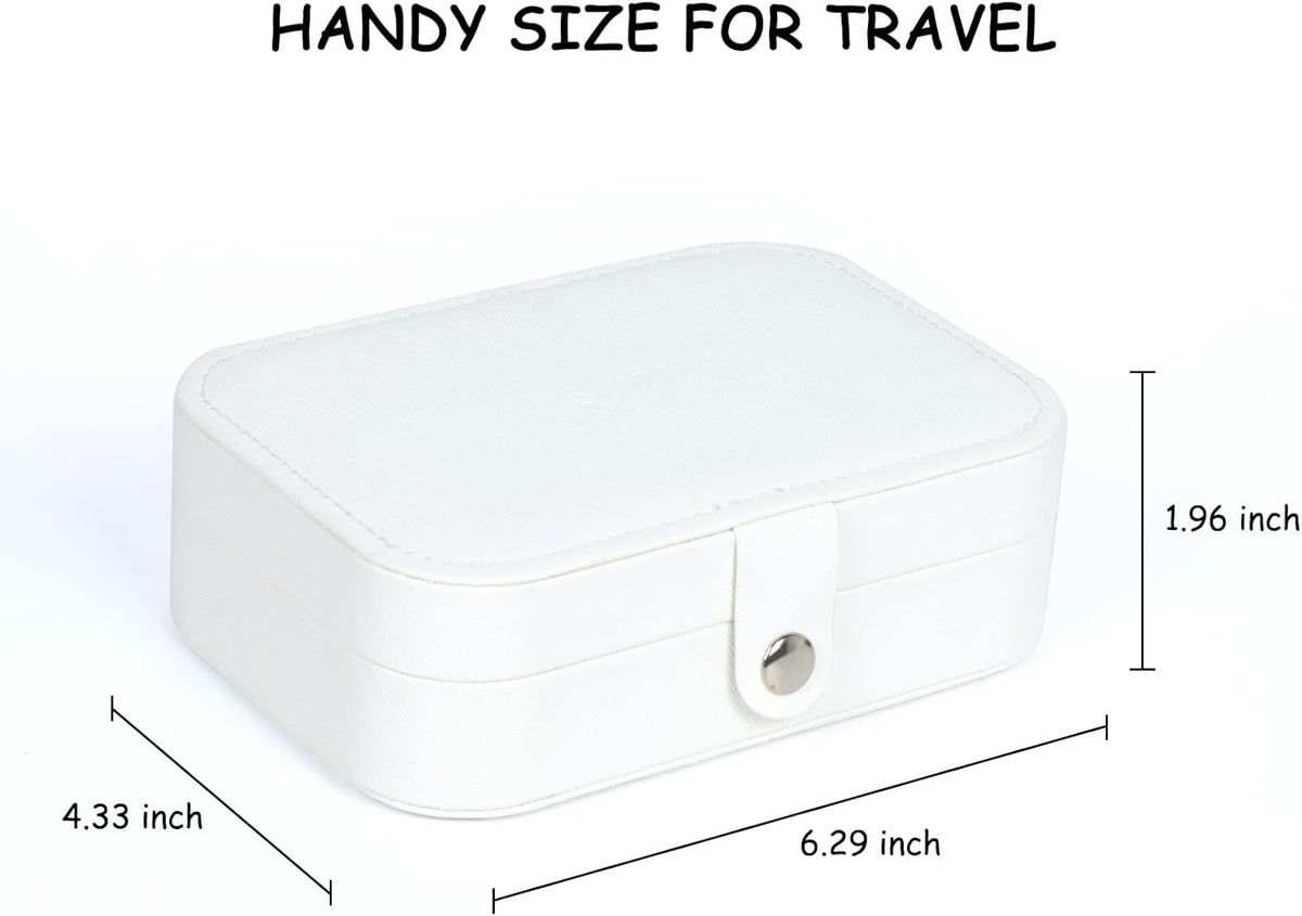 Travel Jewelry Box, Small Jewelry Organizer Boxes for Women Girls, 2 Layer Travel Jewlery Case, PU Leather Mini Portable Jewerly Storage Display Holder for Earrings, Ring, Necklaces, Bracelets - Green