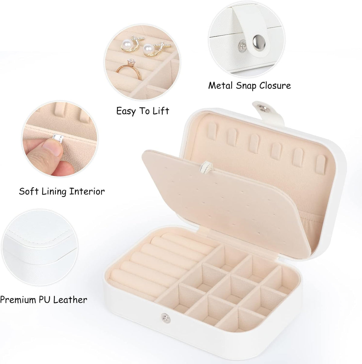 Travel Jewelry Box, Small Jewelry Organizer Boxes for Women Girls, 2 Layer Travel Jewlery Case, PU Leather Mini Portable Jewerly Storage Display Holder for Earrings, Ring, Necklaces, Bracelets - Green