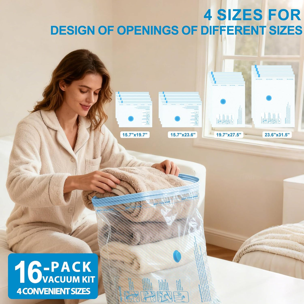 Vacuum Seal Bags for Clothing Travel, 12 Pack Vacuum Storage Bags for Clothes with Portable Electric Pump, Space Saver Bags for Luggage Traveling and Clothing