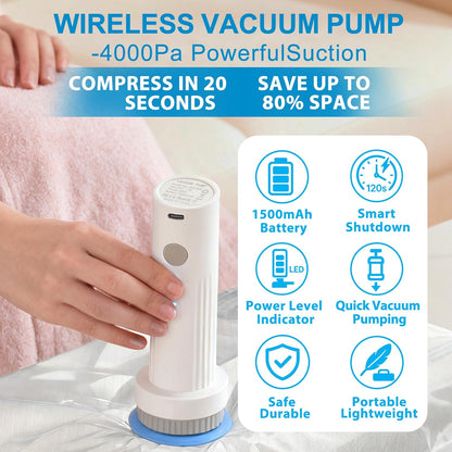 Vacuum Seal Bags for Clothing Travel, 12 Pack Vacuum Storage Bags for Clothes with Portable Electric Pump, Space Saver Bags for Luggage Traveling and Clothing