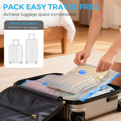 Vacuum Seal Bags for Clothing Travel, 12 Pack Vacuum Storage Bags for Clothes with Portable Electric Pump, Space Saver Bags for Luggage Traveling and Clothing
