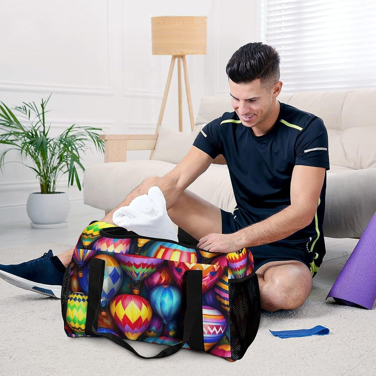 Foldable Weekender Travel Duffel Bag Lightweight Carry On Overnight Tote Bag for Women Sport Yoga