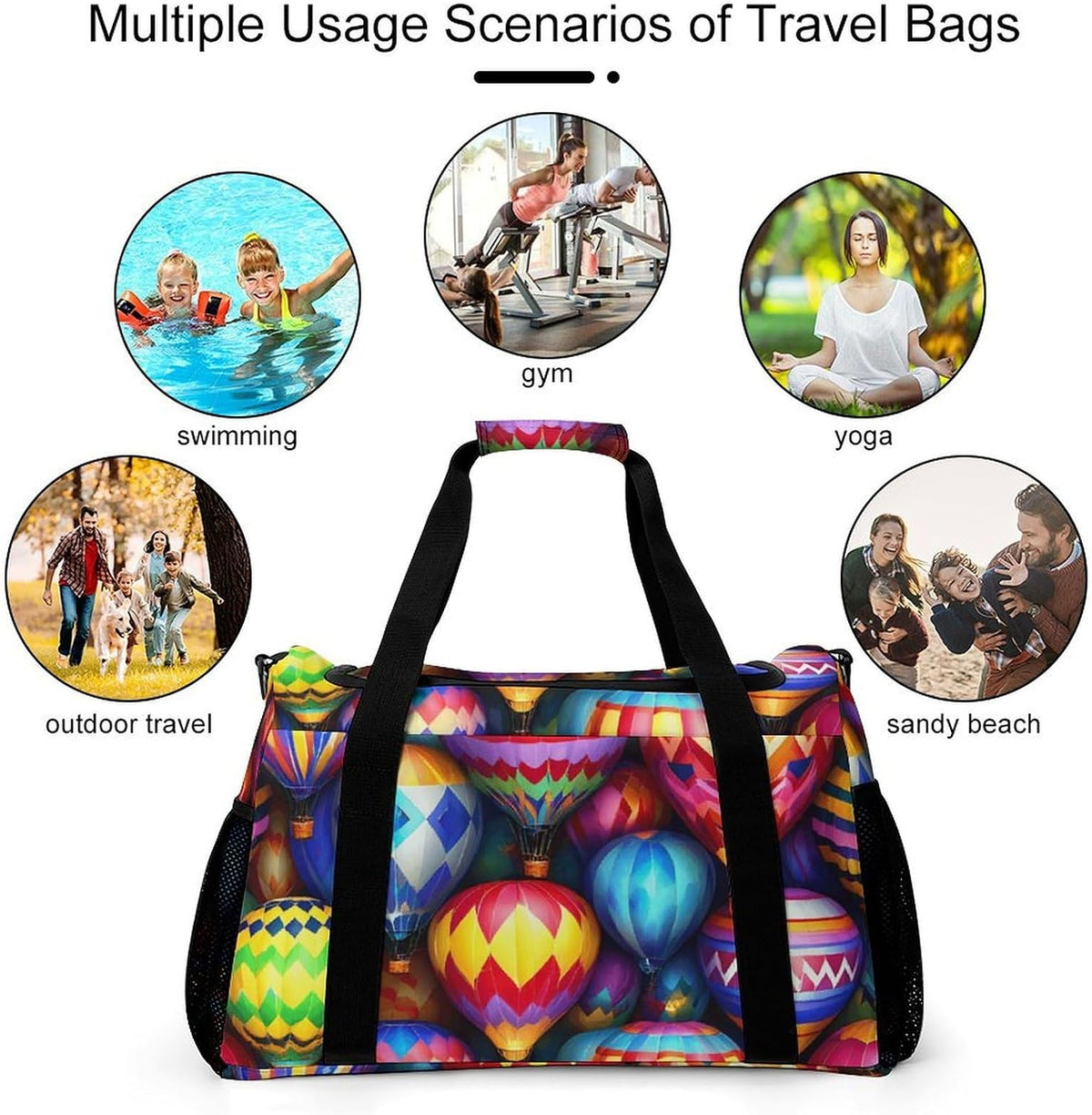 Foldable Weekender Travel Duffel Bag Lightweight Carry On Overnight Tote Bag for Women Sport Yoga