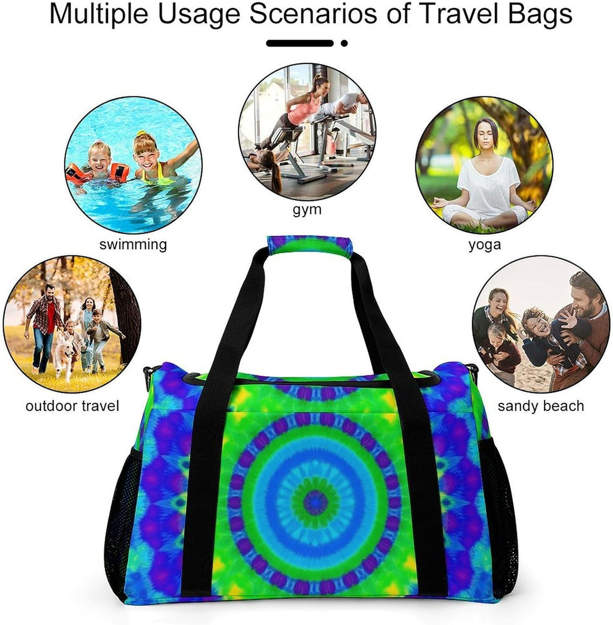 Foldable Weekender Travel Duffel Bag Lightweight Carry On Overnight Tote Bag for Women Sport Yoga