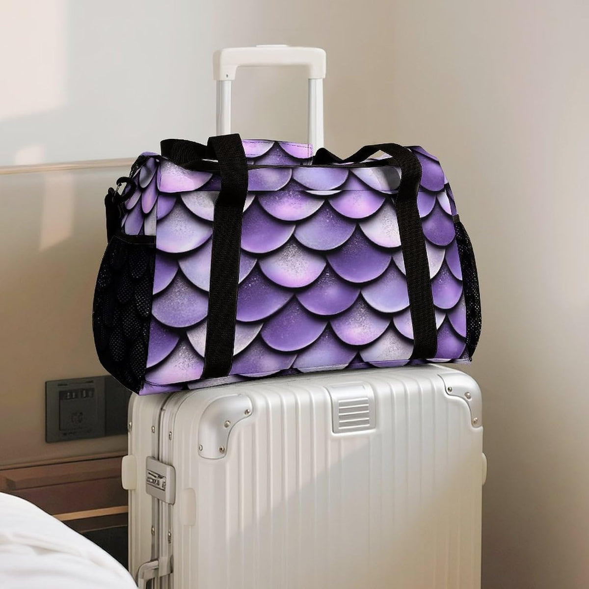 Foldable Weekender Travel Duffel Bag Lightweight Carry On Overnight Tote Bag for Women Sport Yoga