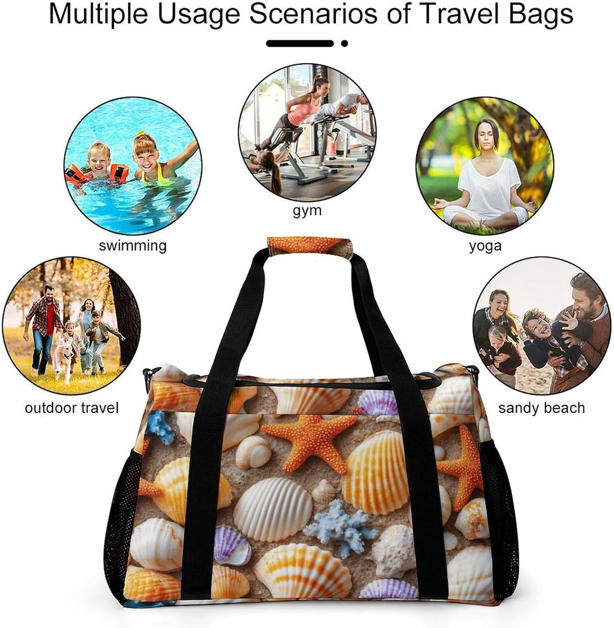 Foldable Weekender Travel Duffel Bag Lightweight Carry On Overnight Tote Bag for Women Sport Yoga