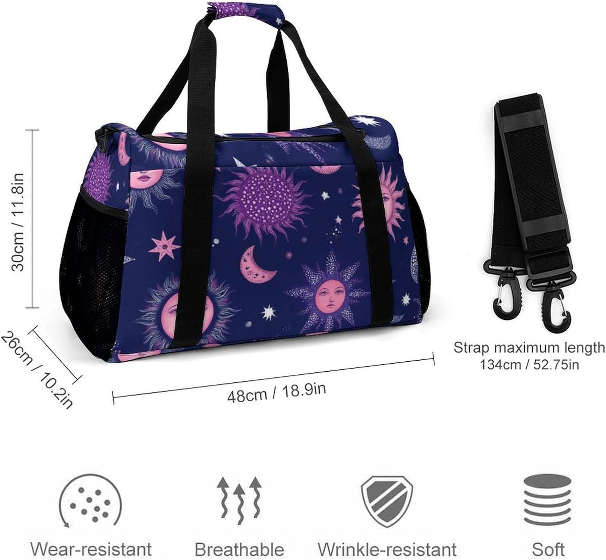 Foldable Weekender Travel Duffel Bag Lightweight Carry On Overnight Tote Bag for Women Sport Yoga