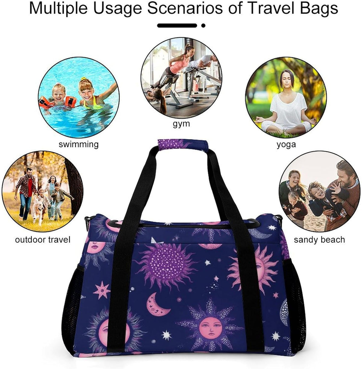 Foldable Weekender Travel Duffel Bag Lightweight Carry On Overnight Tote Bag for Women Sport Yoga