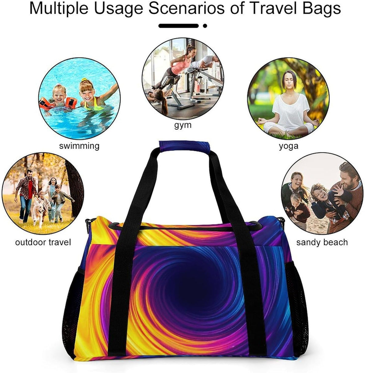 Foldable Weekender Travel Duffel Bag Lightweight Carry On Overnight Tote Bag for Women Sport Yoga