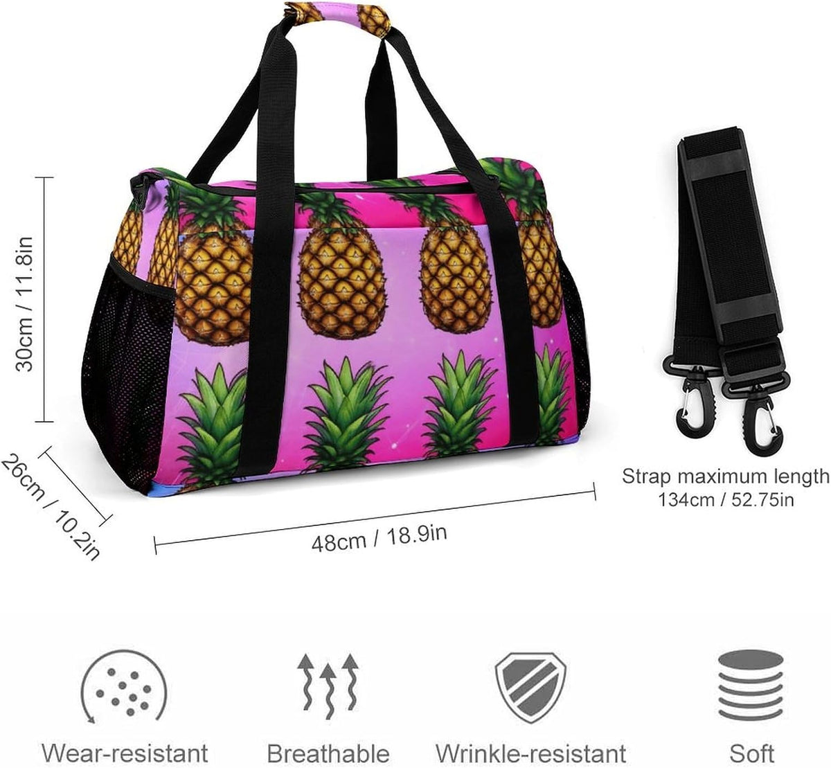 Foldable Weekender Travel Duffel Bag Lightweight Carry On Overnight Tote Bag for Women Sport Yoga