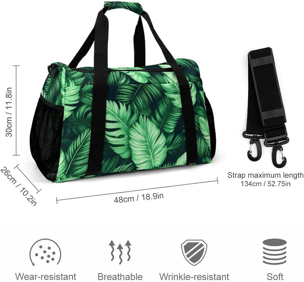 Foldable Weekender Travel Duffel Bag Lightweight Carry On Overnight Tote Bag for Women Sport Yoga